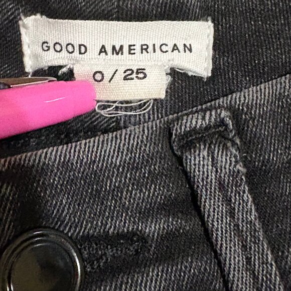GOOD AMERICAN Skinny Jeans Size 0/25 Black Button Fly - Picture 5 of 10